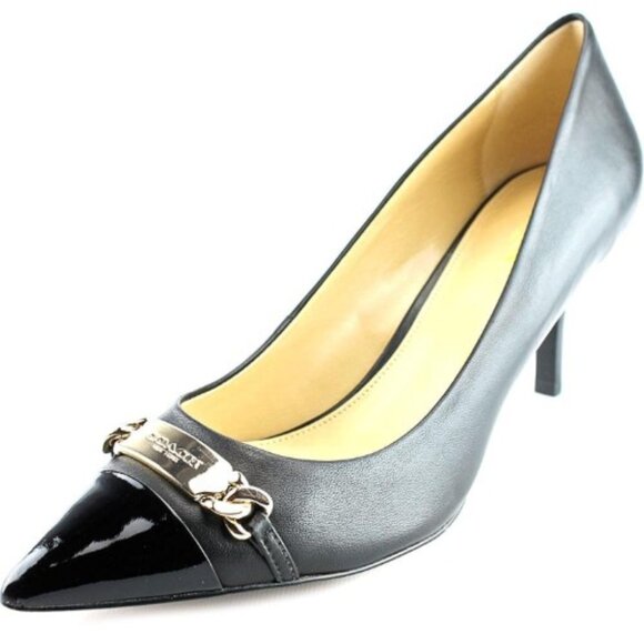 Coach BOWERY Patent Leather Pointed-Toe Kitten Heel Pumps - Picture 6 of 7